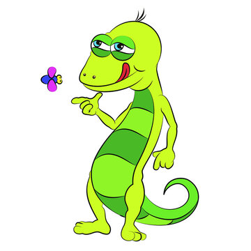 
Vector image of a funny lizard on a white background.