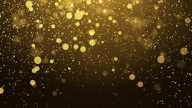 4K gold particles awards backgrond is a motion graphics. The luxurious gold particles keep moving forward, the golden particle stripes are rising, perfect for awards, movies, weddings and openers.