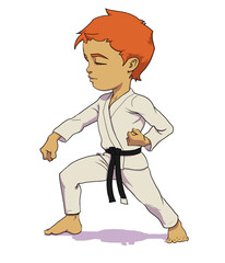 Dessin d'enfant qui fait du karaté, personnage karaté