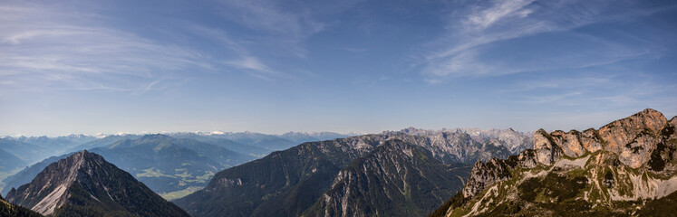 Fototapeta na wymiar Panorama view of Dalfaz mountain range in Tyrol, Austria