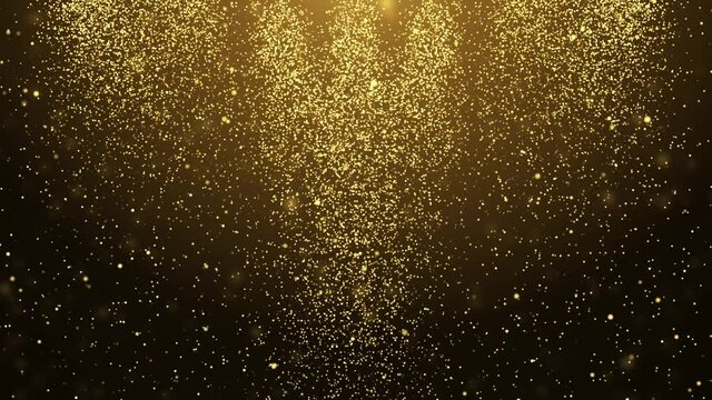 4K dust Particles gold event awards trailer titles cinematic concert stage background loop Animation. awards show, wedding, night party, event, ceremony, Christmas, New Year, anniversary, celebration.