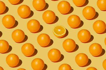 repeated orange on a yellow background - 424163420
