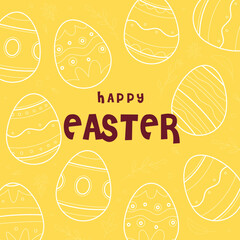 Hand Drawn Pastel Monochrome Easter Artwork