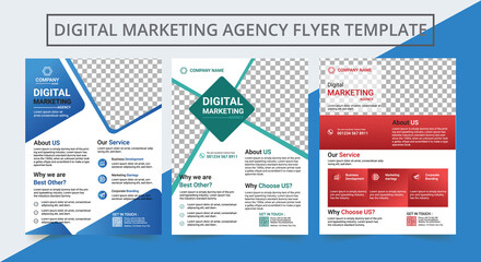 Digital marketing agency flyer design. unique templet corporate, marketing, business flyer design print ready A4 size. corporate flyer template.