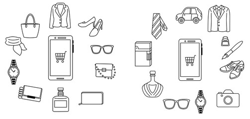 Men's and Woman's lifestyle online shopping set