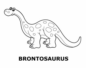 Vector illustration of cartoon dinosaur - Coloring book. Isolated cute outline brontosaurus on the white background.