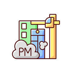 Demolition sites RGB color icon. Depending on how building is being demolished can create environmental issues. Building leftovers pollution. Isolated vector illustration