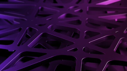 Elegant Luxury Purple Metal smooth line background. Abstract Dark metallic Stainless steel curve shapes. 3d render