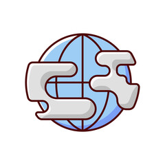 Polluted planet RGB color icon. Damaging planet with toxic things where all humanity lives. Dangerous pollution level increasin on planet. Isolated vector illustration