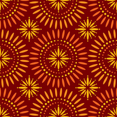 Seamless African Star Shweshwe Pattern in Red and Orange for Fabric and Textile Print