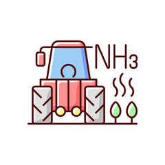 Farming RGB color icon. Agricultural air pollution comes from both farm equipment and farming itself. Agricultural material that harm natural environment. Isolated vector illustration