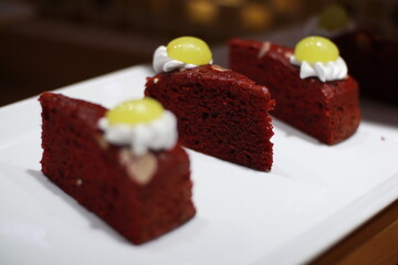 Red velvet cake with frosting 