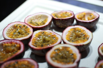Passion Fruit slices in half