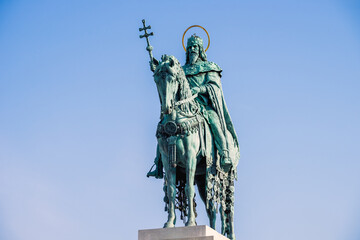 BUDAPEST, HUNGARY - DECEMBER 20, 2017: Fisherman's Bastion is a terrace in neo-Gothic and neo-Romanesque style situated on the Buda bank of the Danube around Matthias Church.
