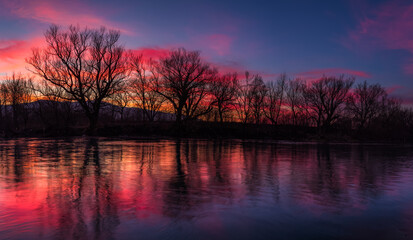 sunset over the river