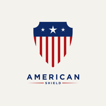 American Emblem Minimalist Badge Logo Template Vector Illustration Design. Simple Modern Sport Team, Protection, Defense Logo Concept