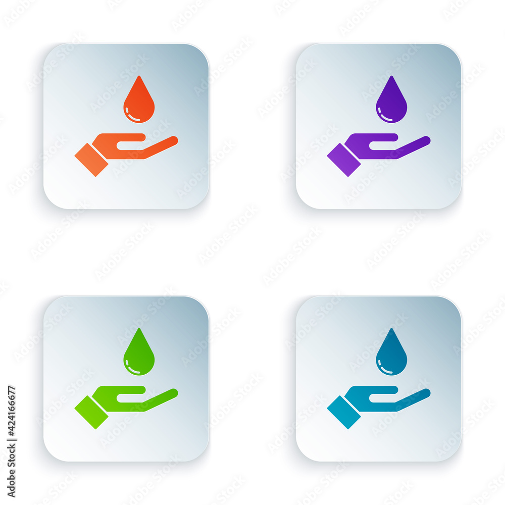 Poster color washing hands with soap icon isolated on white background. washing hands with soap to prevent 