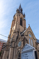 Fototapeta na wymiar Saint Mary's Church (1885-1889) designed by architect Joseph Connolly. A heritage site of Toronto city, Canada
