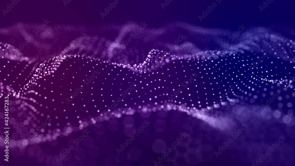 Poster digital dynamic wave of particles. abstract blue futuristic background. big data visualization. 3d r