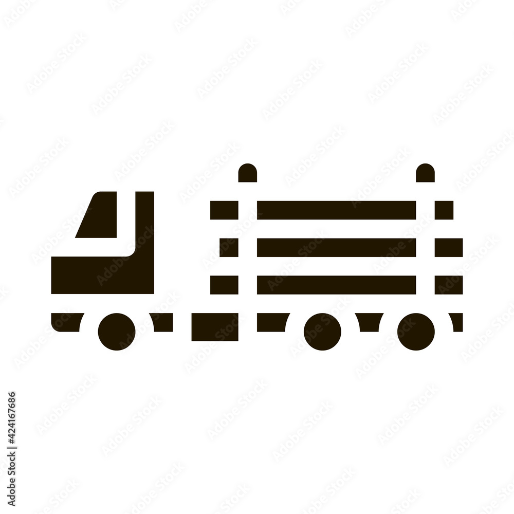 Poster logging delivery truck glyph icon vector. logging delivery truck sign. isolated symbol illustration