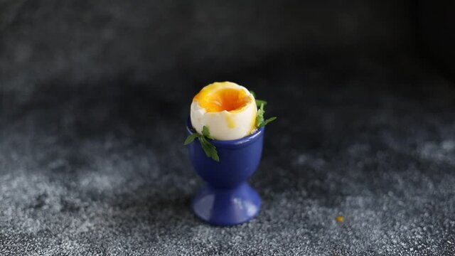 soft-boiled egg keto or paleo diet Weekly Meal Lunch Portion menu food snack season trend meal copy space food background rustic. top view 