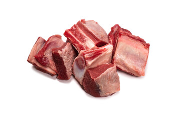 Raw beef ribs isolated on white background.