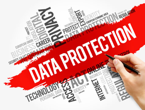 Data Protection word cloud collage, technology concept background