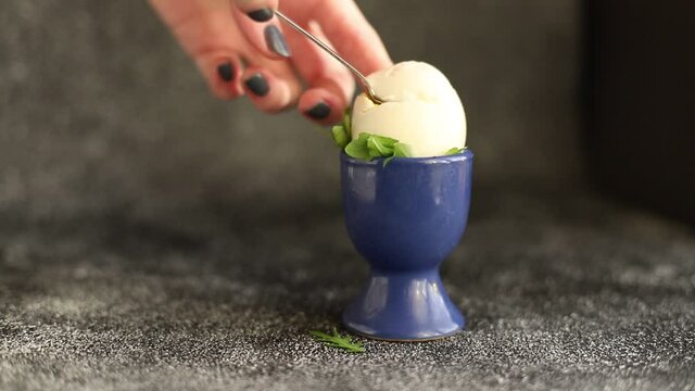 soft-boiled egg keto or paleo diet Weekly Meal Lunch Portion menu food snack season trend meal copy space food background rustic. top view 
