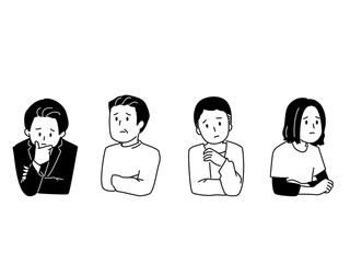 考える男性　4人　社会人