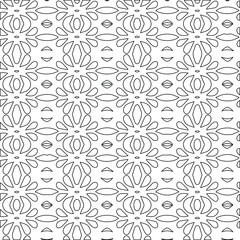 Geometric vector pattern with triangular elements. Seamless abstract ornament for wallpapers and backgrounds. Black and white colors.
