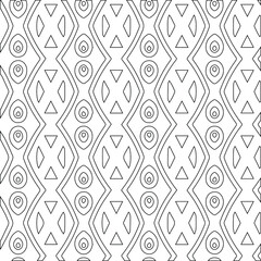 Geometric vector pattern with triangular elements. Seamless abstract ornament for wallpapers and backgrounds. Black and white colors.
