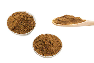 Mix spices in a bowl isolated on white.