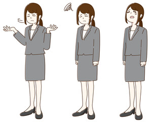 ネガティブな反応をする女性　セット