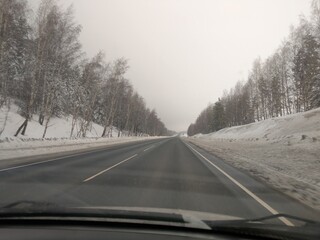 car trips on a cloudy winter day