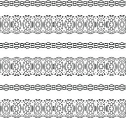 Geometric vector pattern with triangular elements. Seamless abstract ornament for wallpapers and backgrounds. Black and white colors.
