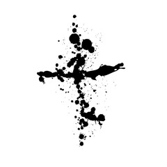 Fototapeta na wymiar Black blotted cross. Vector illustration