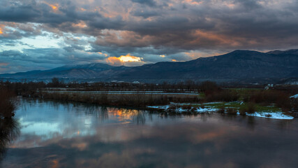 sunset over the river