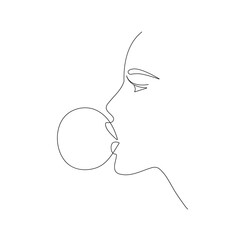 Abstract Woman Head Continuous One Line Vector Drawing. Style Template with Abstract Female Face. Modern Minimalist Simple Linear Style. Beauty Fashion Design
