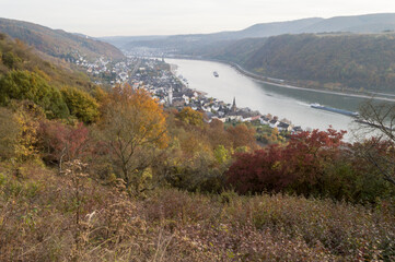 Obraz premium Panoramic pictures of the Rhine river south of Koblenz