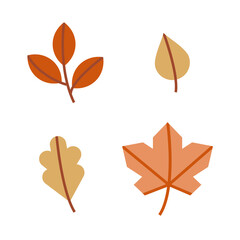 Fototapeta premium Set of autumn leaves. Vector illustration of leaves in a minimalistic style.