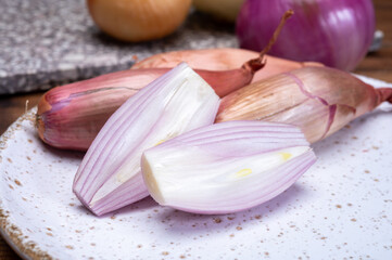 Onion collection, pink French shallot onlons
