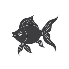 Fish silhouette in line art style. Fish vector illustration on white. Perfectly for fishing shops logo.
