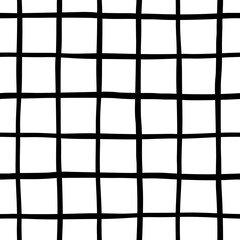 Hand drawn seamless pattern with grid. Monochrome vector lines. Trendy background with ink stripes in black and white. Abstract backdrop for prints, textile, wrapping paper