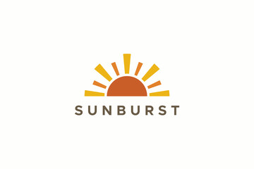 Fototapeta premium Abstract Sun Logo. Vintage Sun Icon with Geometric Radial Rays of Sunburst isolated on White Background. Usable for Business and Nature Logos. Flat Vector Logo Design Template Element.