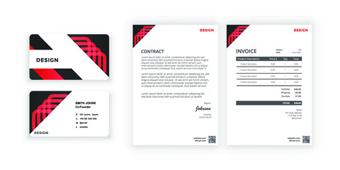 Business card and blank. Simple colorful design. Vector illustration. Modern minimalist template. Document design template for office, company.