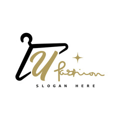 illustration of minimalist botique logo design . the elegant hanger icon