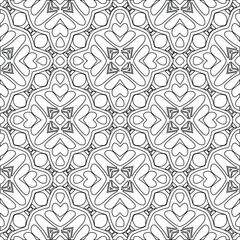 Geometric vector pattern with triangular elements. Seamless abstract ornament for wallpapers and backgrounds. Black and white colors.
