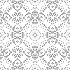 Geometric vector pattern with triangular elements. Seamless abstract ornament for wallpapers and backgrounds. Black and white colors.
