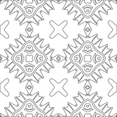 Geometric vector pattern with triangular elements. Seamless abstract ornament for wallpapers and backgrounds. Black and white colors.
