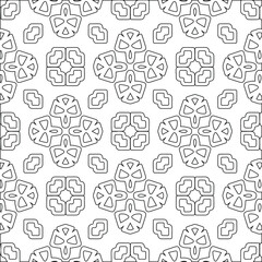 Geometric vector pattern with triangular elements. Seamless abstract ornament for wallpapers and backgrounds. Black and white colors.
